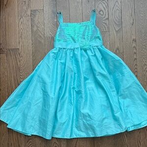 Elegant Aqua Sequin Kids Dress